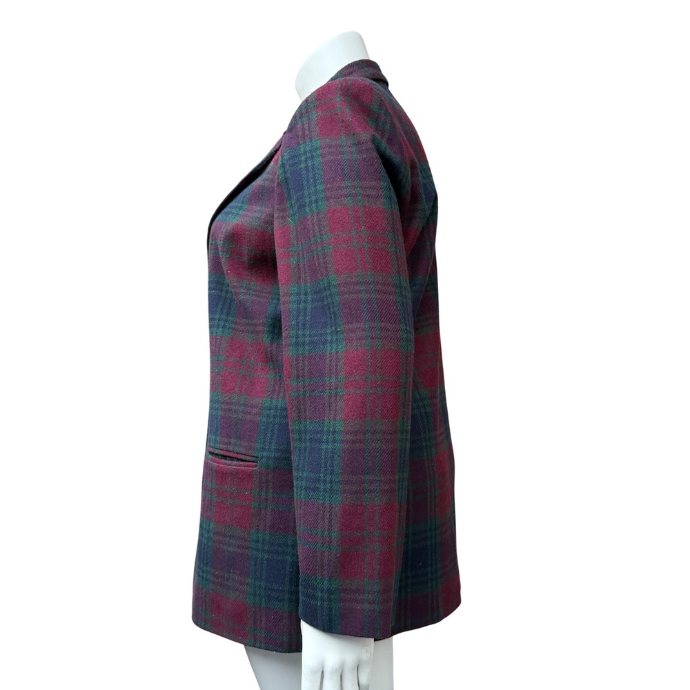 Vintage Sag Harbor Plaid Wool Blazer Dark Academia Preppy 90s Tartan Jacket 16 - Picture 4 of 13